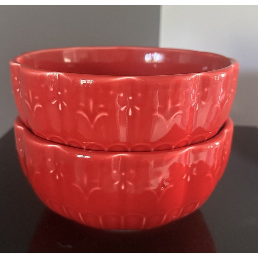 Pioneer Woman VTG  Toni Red Two (2) 6 3/4 Inch Bowls 3531